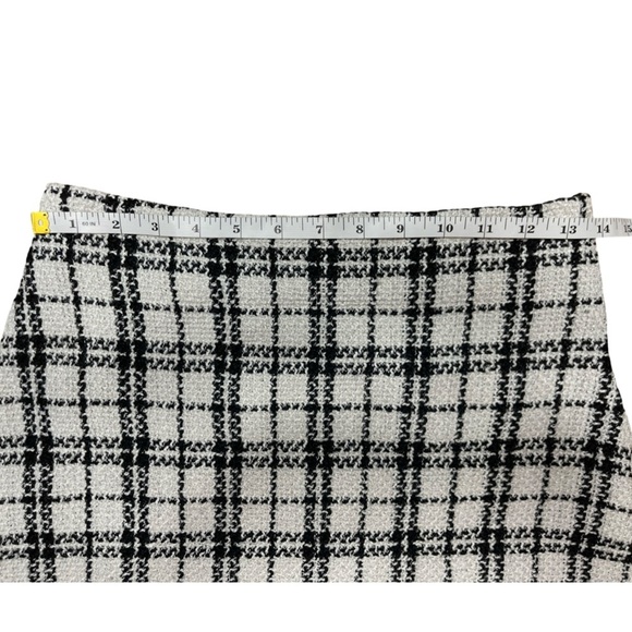 STORIA Black & White Houndstooth Plaid Mini Skirt Lined Side Zip - Size Small - Picture 6 of 10